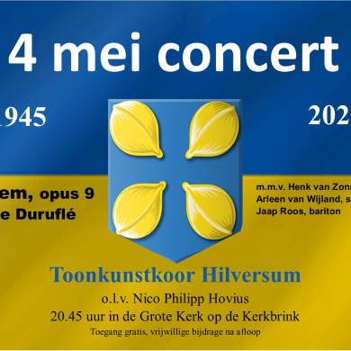Herdenkingsconcert Toonkunstkoor Hilversum 4 mei 2022